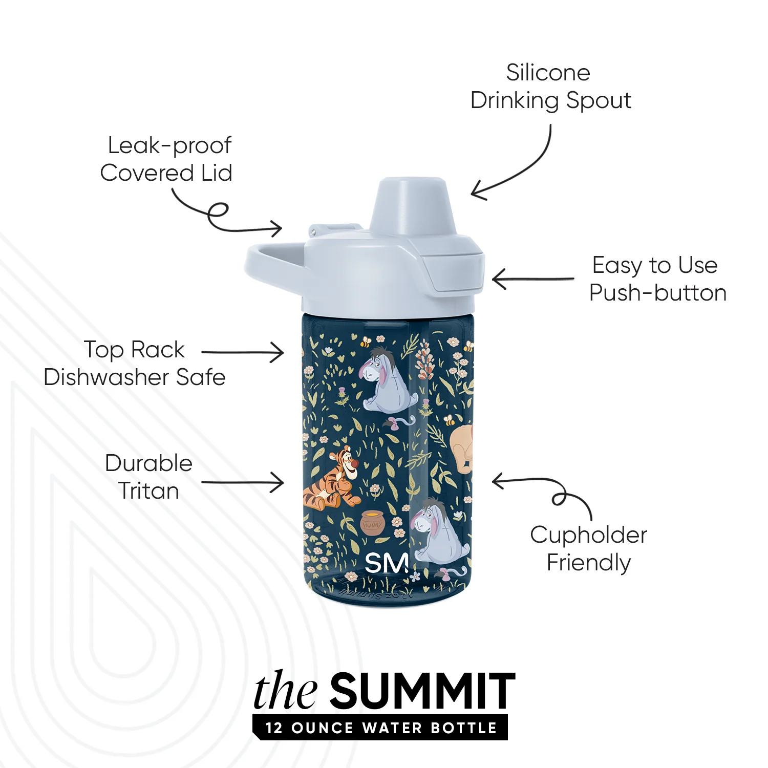 Summit Kids Plastic Water Bottle with Simple Flip Straw Lid - Image 2