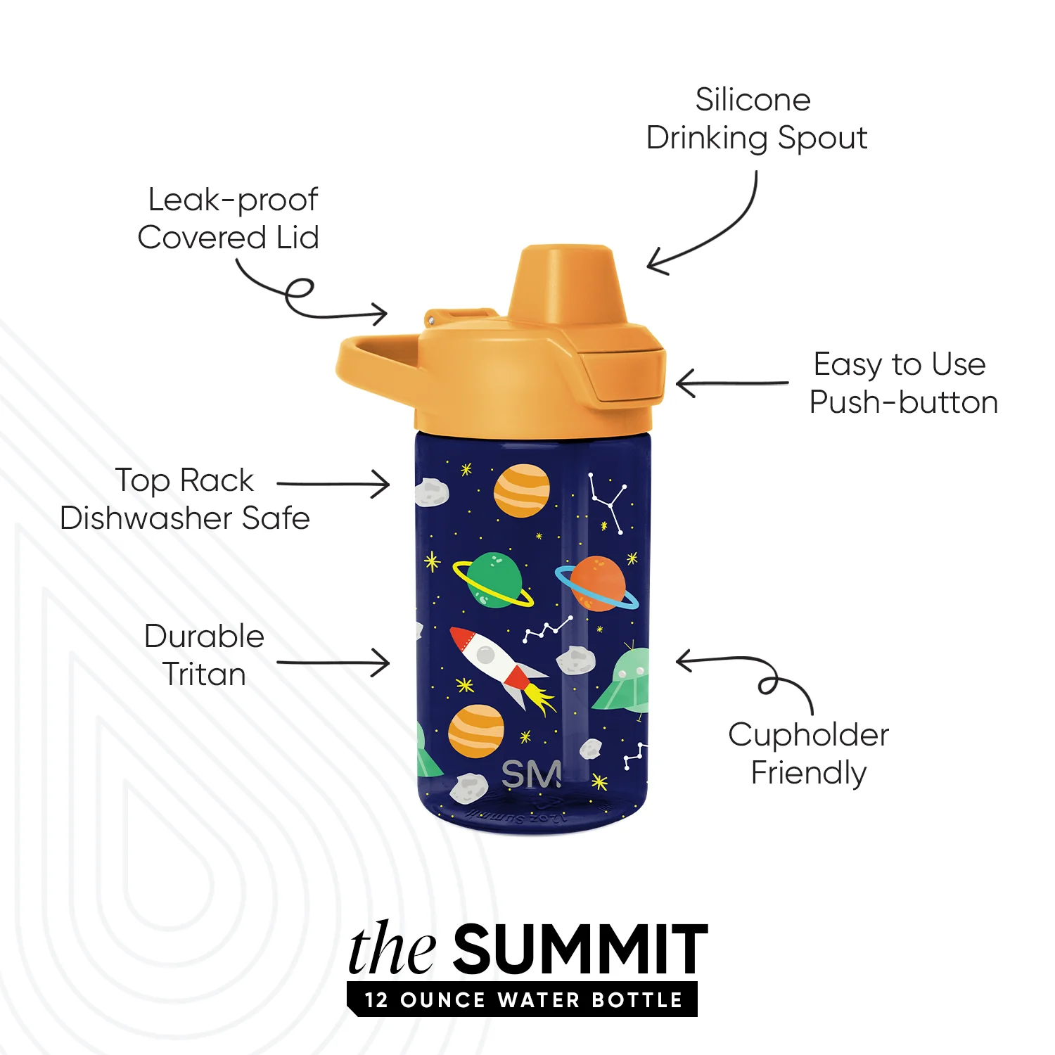 Summit Kids Plastic Water Bottle with Simple Flip Straw Lid - Image 2