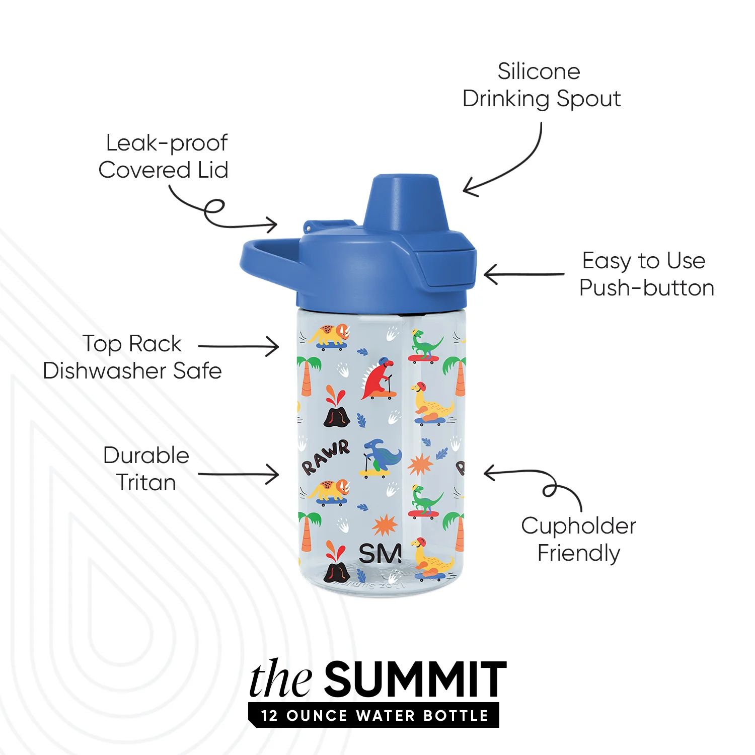 Summit Kids Plastic Water Bottle with Simple Flip Straw Lid - Image 2