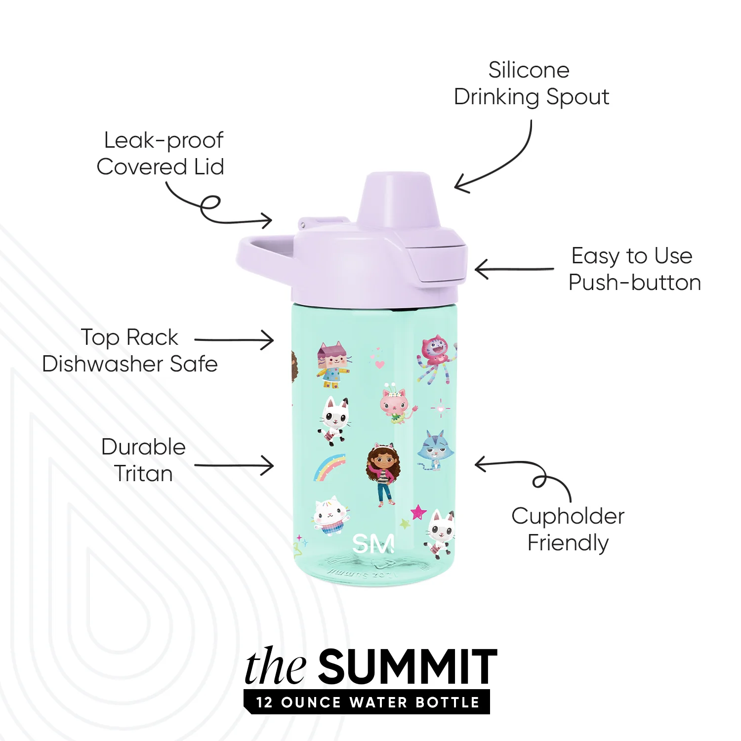 Summit Kids Plastic Water Bottle with Simple Flip Straw Lid - Image 2