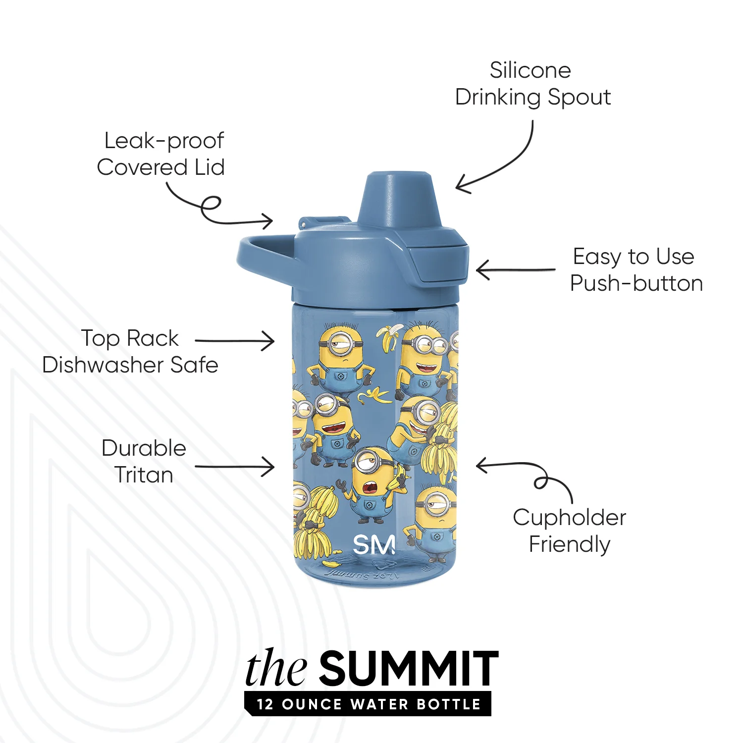 Summit Kids Plastic Water Bottle with Simple Flip Straw Lid - Image 2