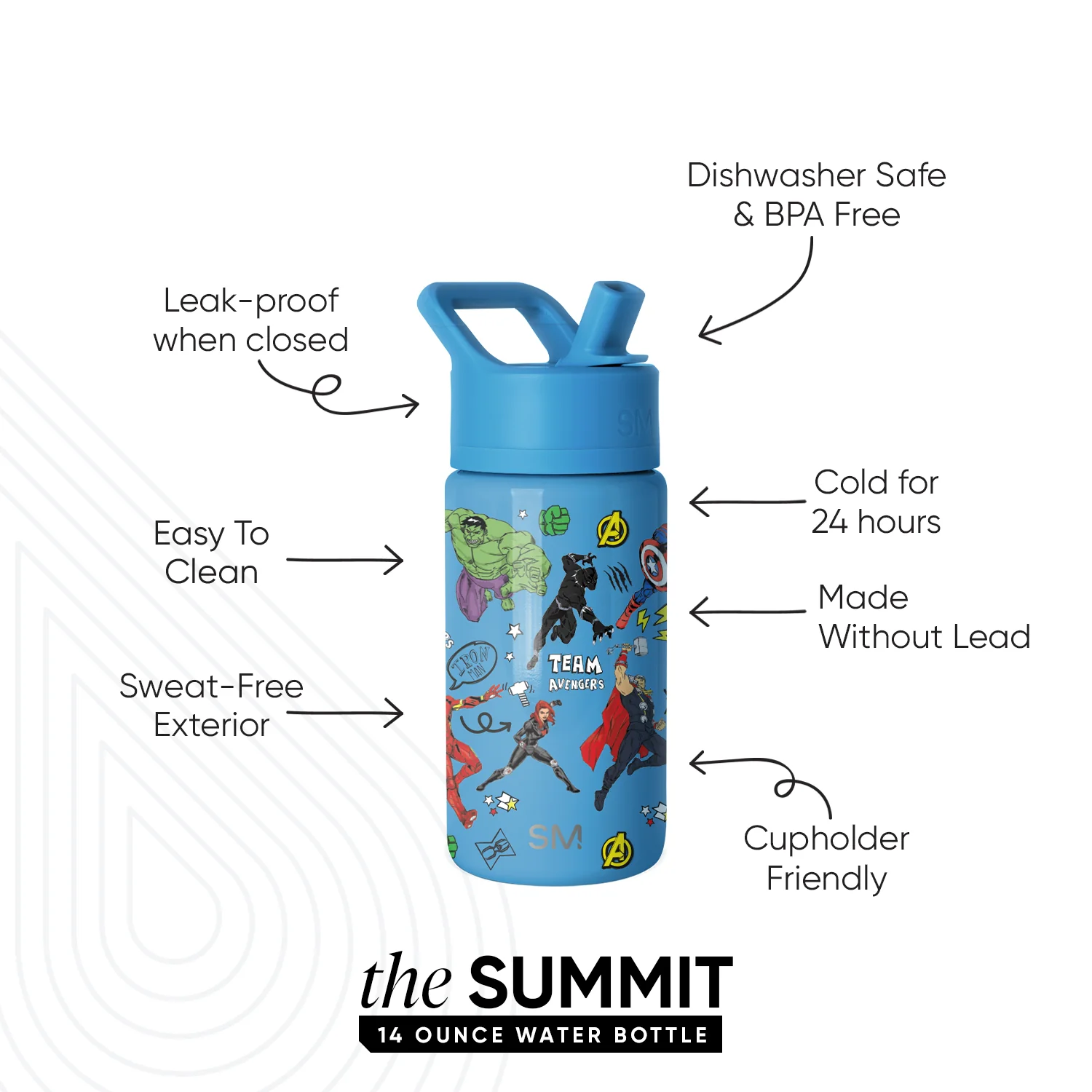 Summit Kids Water Bottle with Straw Lid - Image 2