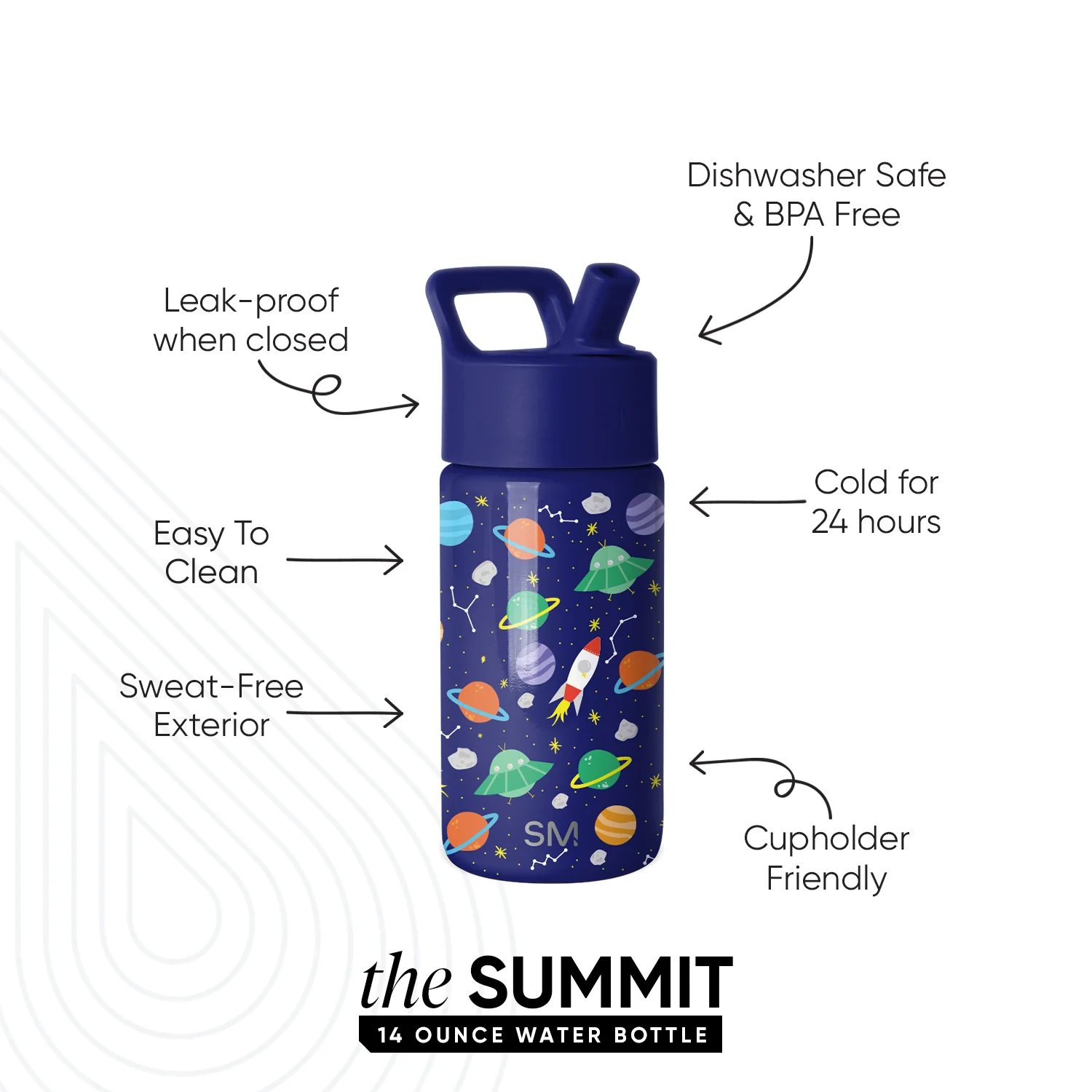 Summit Kids Water Bottle with Straw Lid - Image 2
