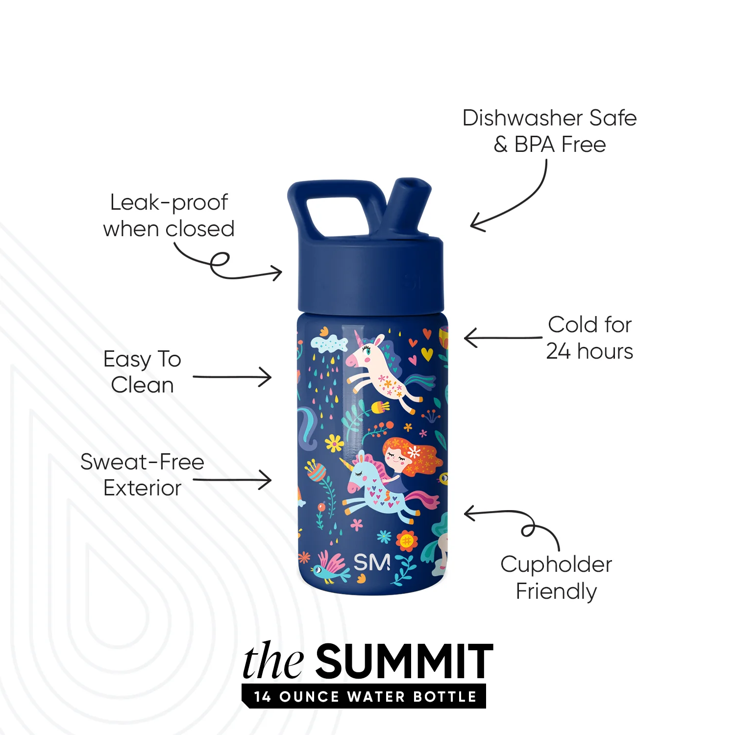 Summit Kids Water Bottle with Straw Lid - Image 2
