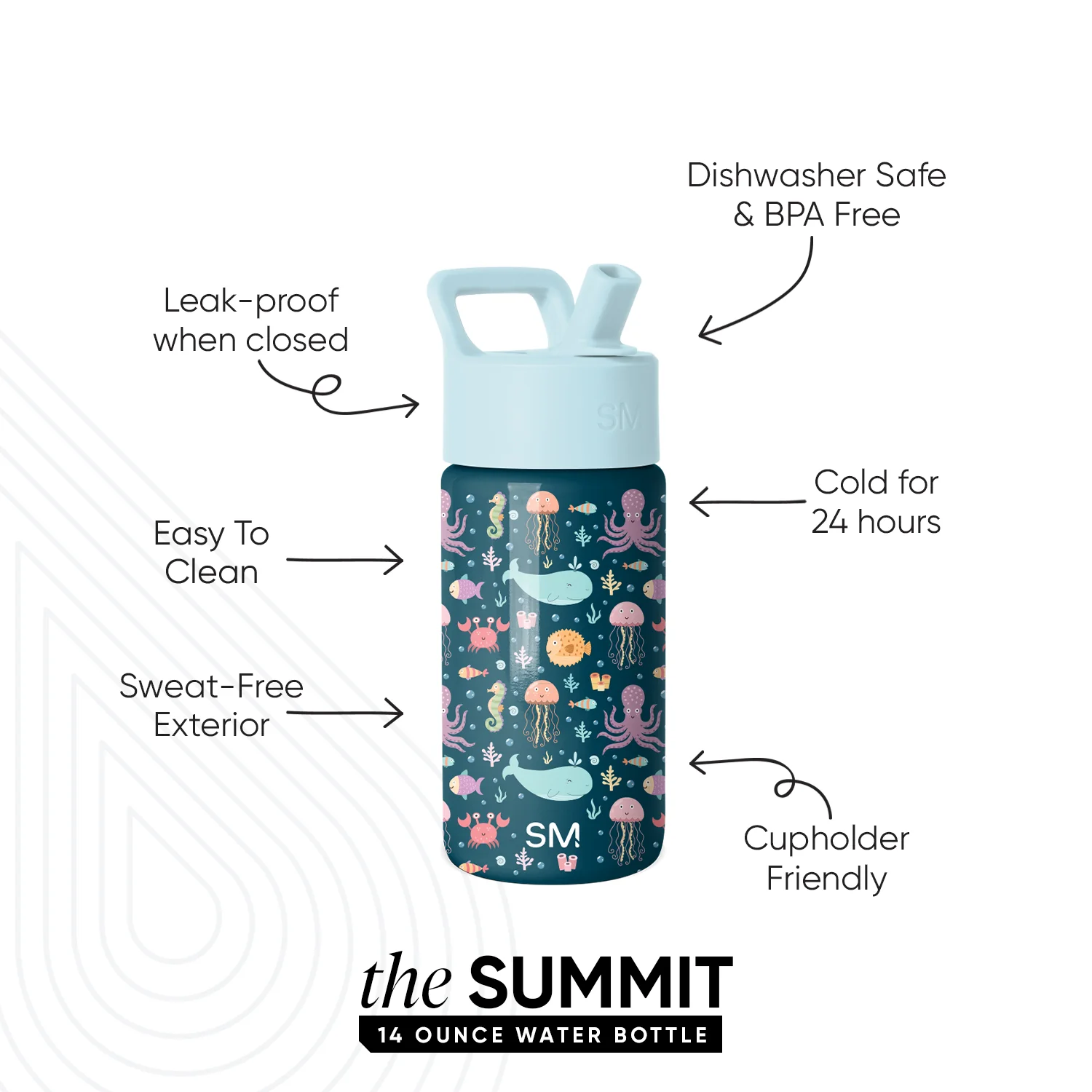 Summit Kids Water Bottle with Straw Lid - Image 2