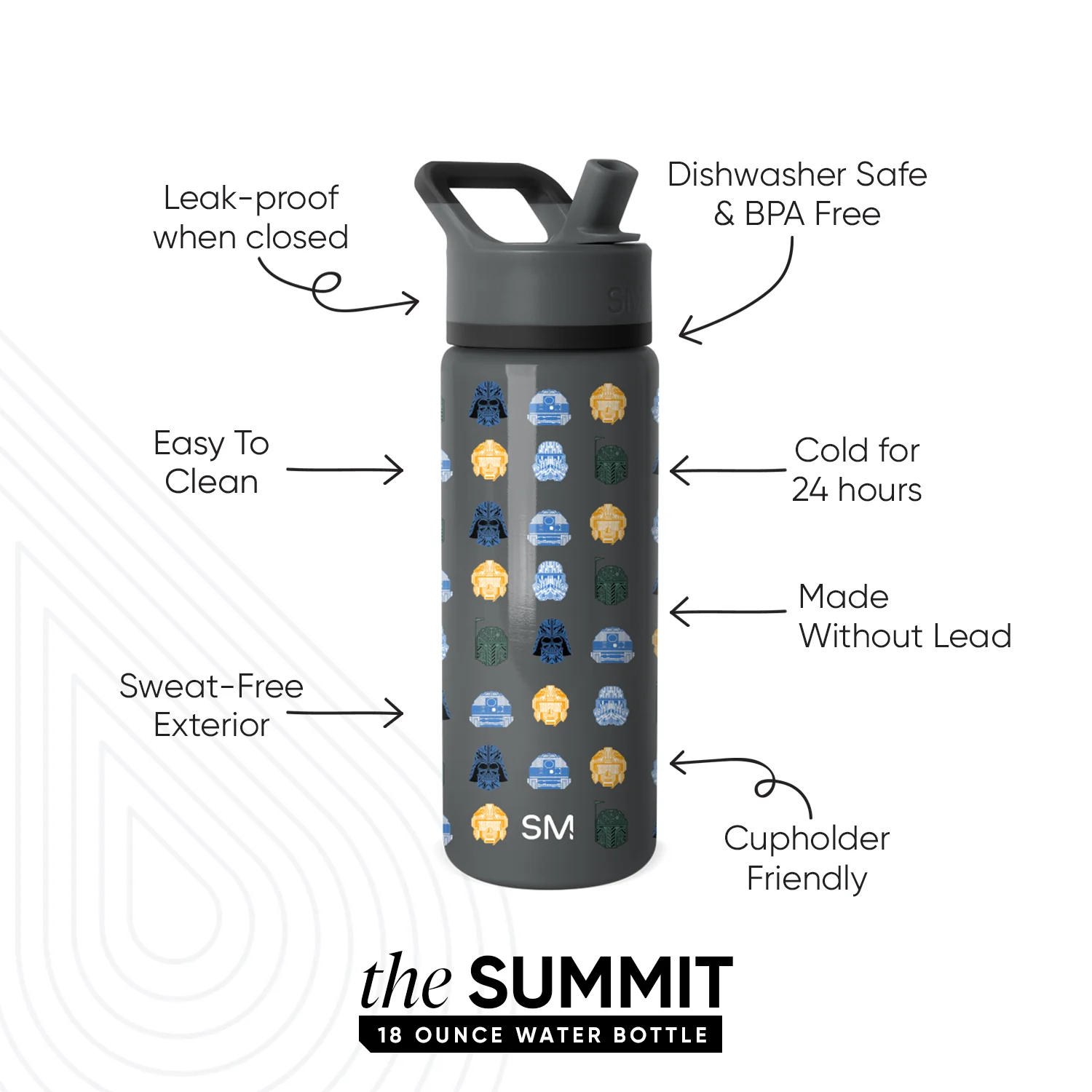 Summit Kids Water Bottle with Straw Lid - Image 2