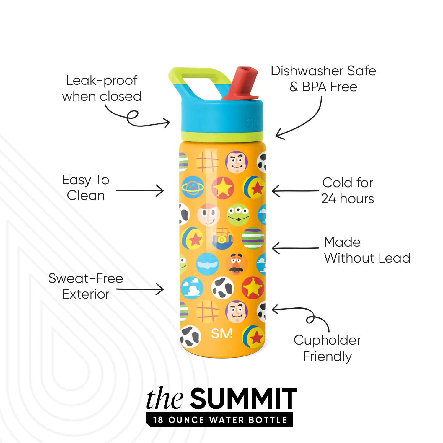 Summit Kids Water Bottle with Straw Lid - Image 2