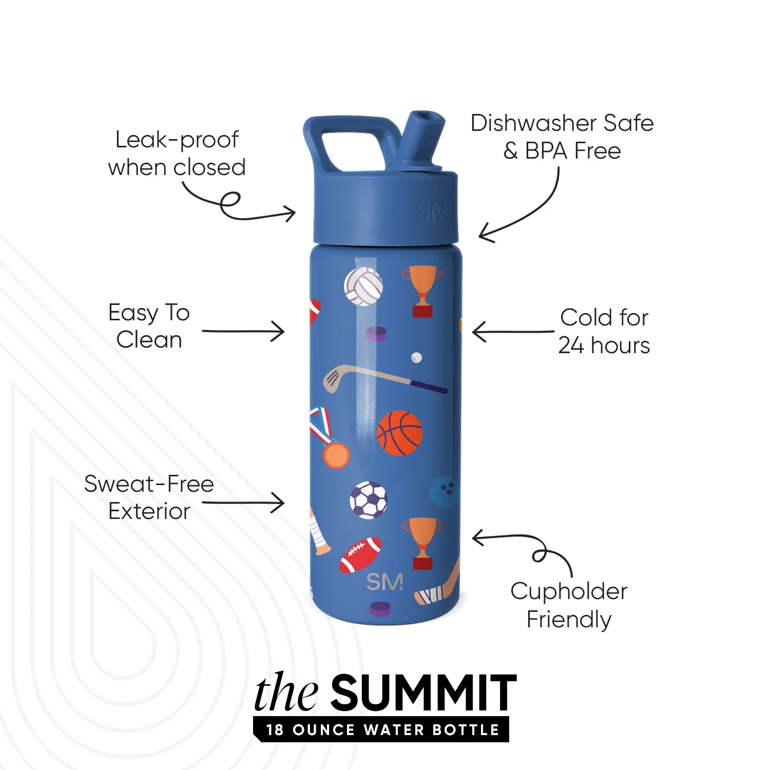 Summit Kids Water Bottle with Straw Lid - Image 2