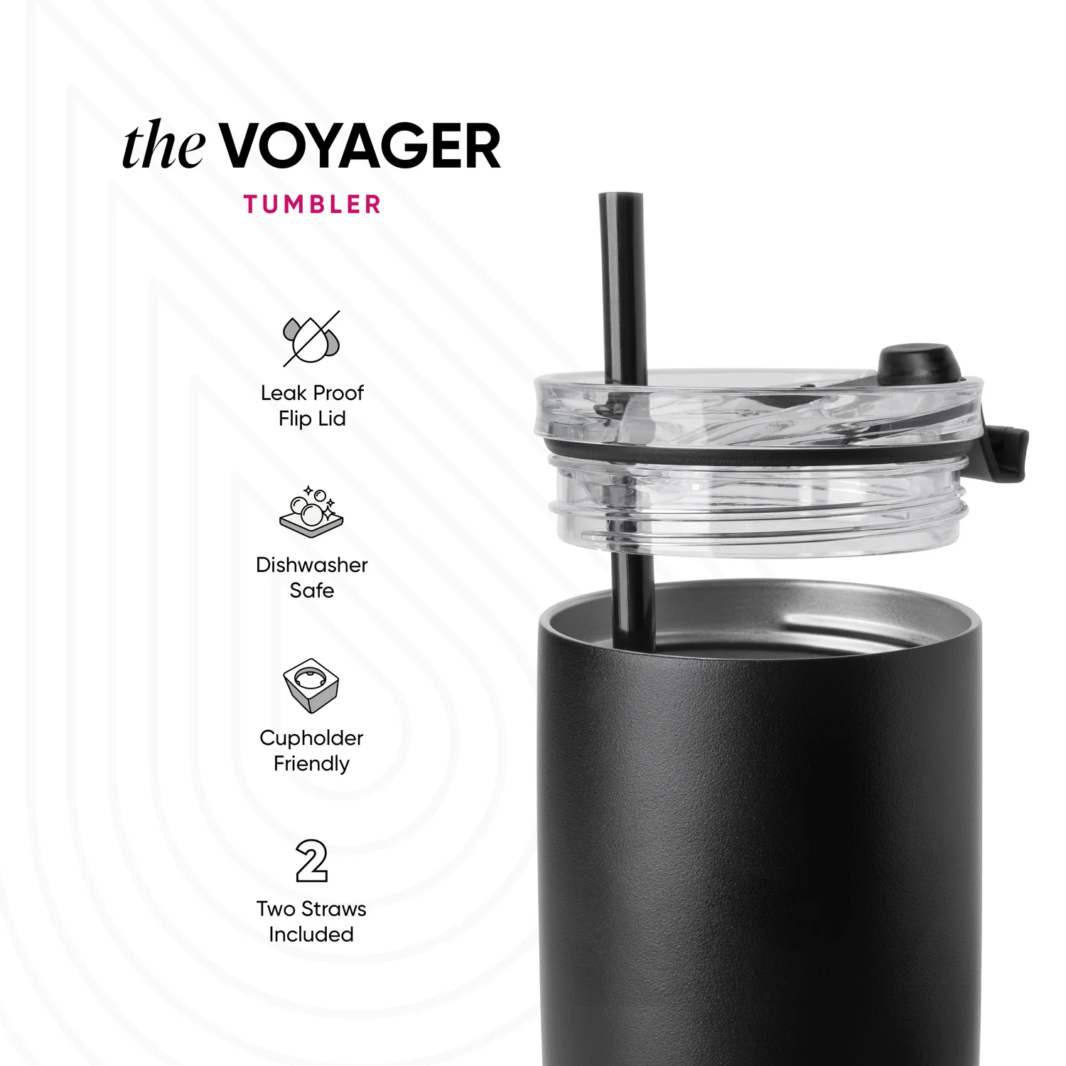 Voyager Tumbler with Clear Flip Lid & Straw - Image 5